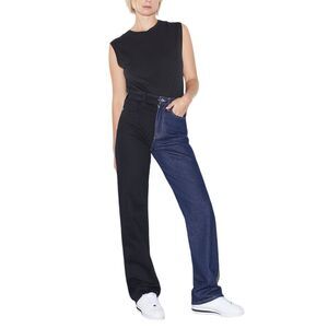 Frame Le Jane Dell Noir Color Block High Rise Straight Leg Jeans - Size 27